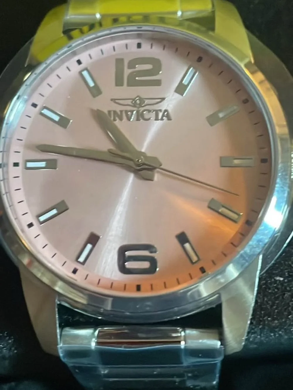 Invicta Men’s Silver Watch with Pink Sunray Dial